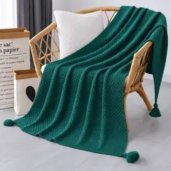 GENERICO - Manta Decorativa Tejida, Verde oscuro