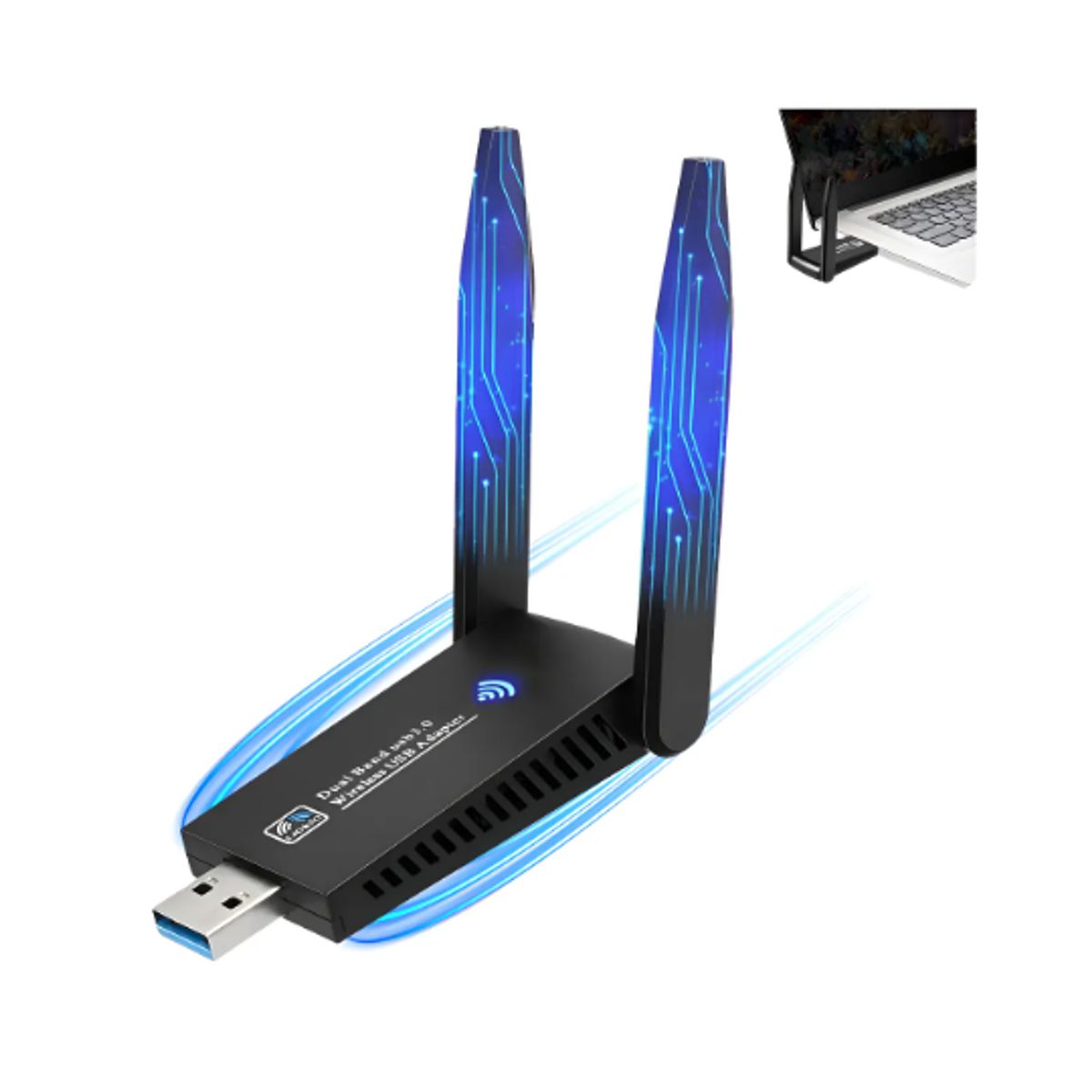 GENERICO - Antena Wifi Inalámbrica Bluetooth Usb3.0 1300mbps