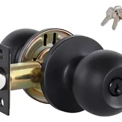 GENERICO - Cerradura Cilíndrica Pomo Chapa Dormitorio Baño Negro Negro - 309013