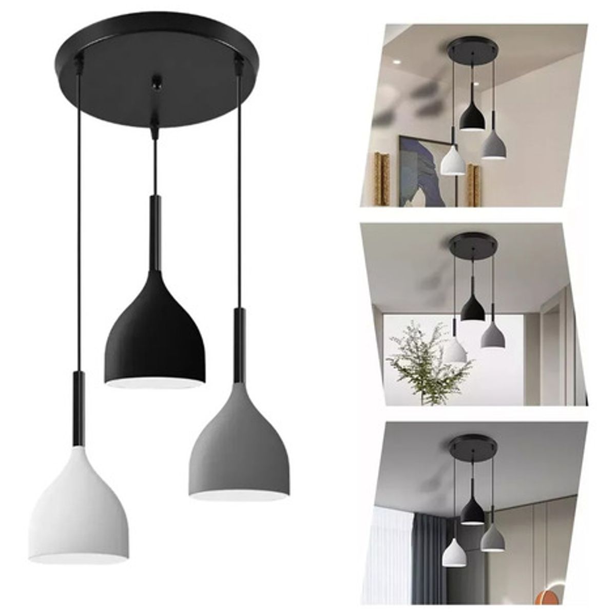 GENERICO - Lampara Colgante Decorativa Moderna Elegante E27 Con Diy Negro - 310017