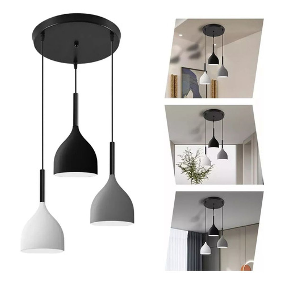 GENERICO - Lampara Colgante Decorativa Moderna Elegante E27 Con Diy Negro - 310017
