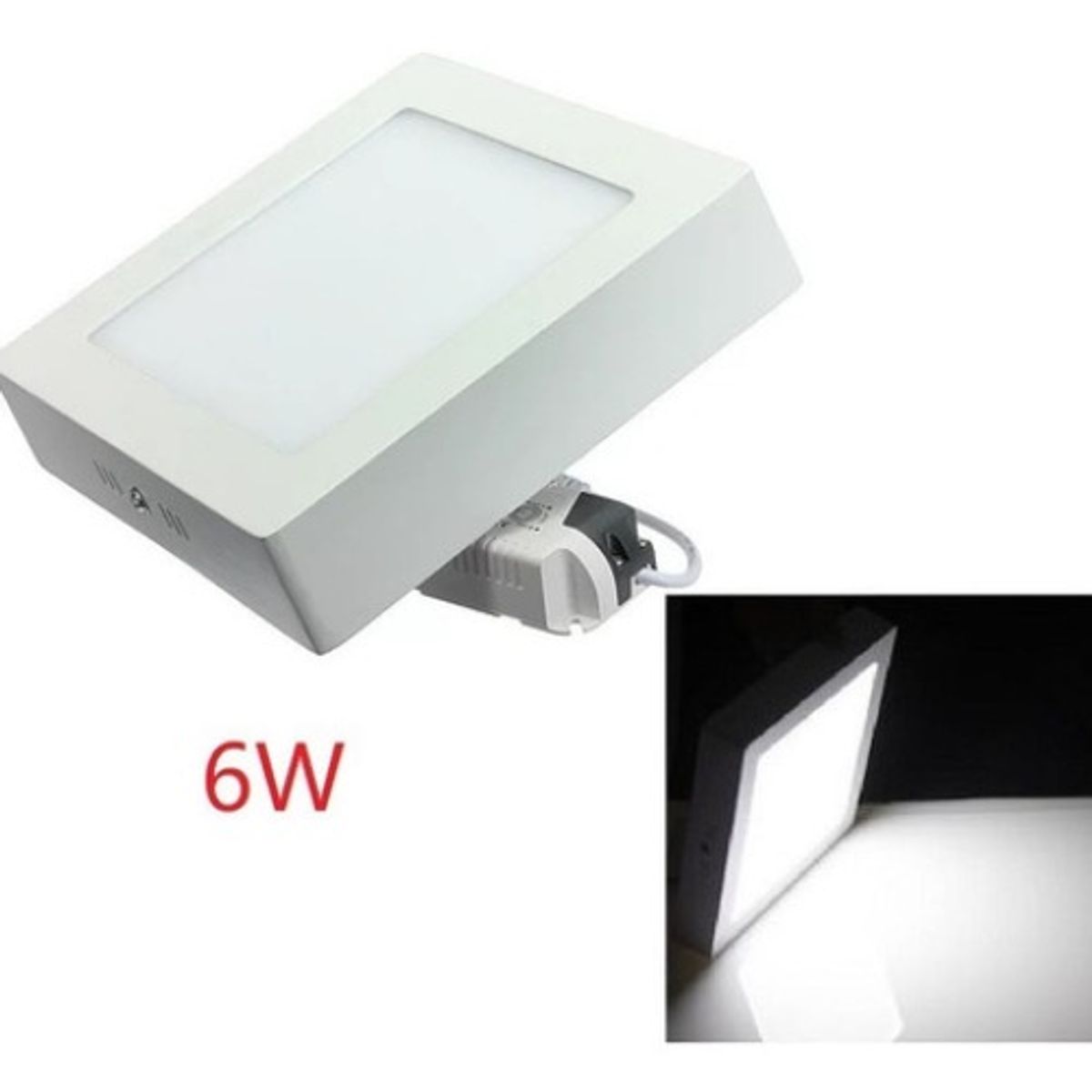 GENERICO - Foco Panel Plafón Led 6w Sobrepuesto Cuadrado Luz Frio Blanco-003024 B15