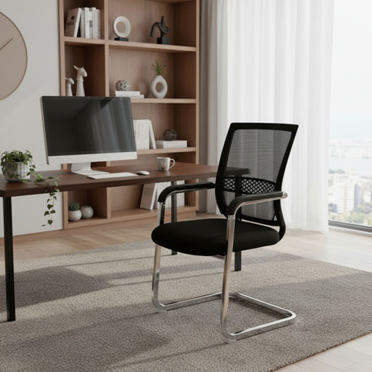 GENERICO - Silla Oficina Consulta Visita Reunion Hogar Escritorio Negro - 262534 Tela - 262534