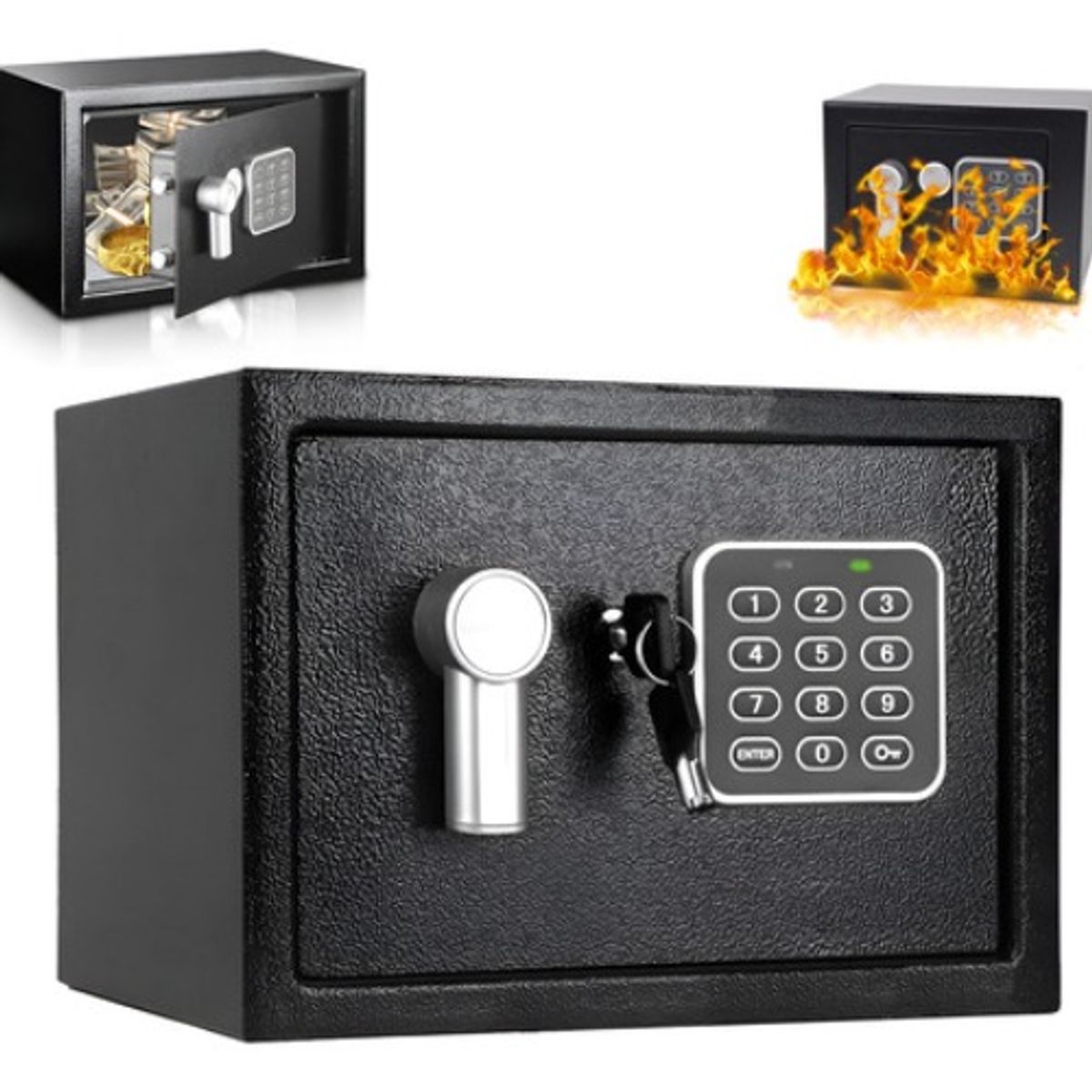GENERICO - Caja Seguridad Fuerte Digital Electronica Teclado 31x20x20cm Negro - 336002