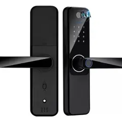 GENERICO - Cerradura Digital Smart Con Cámara Huella Clave Tarjeta Tuya Negro