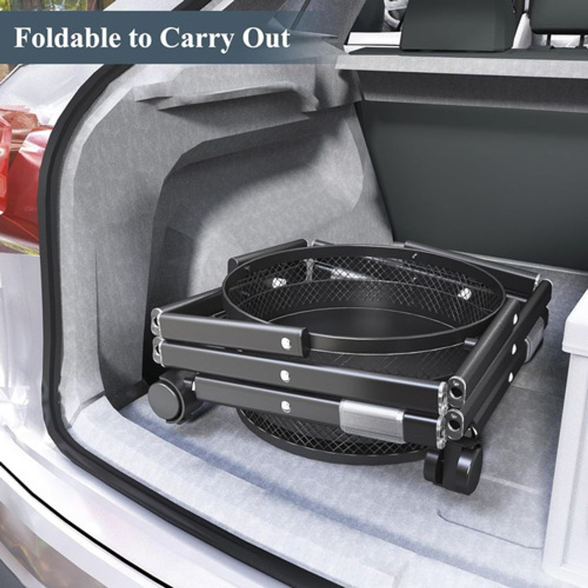 GENERICO - Carro Metalico Con Ruedas Organizador Estante Plegable Negro - 262571