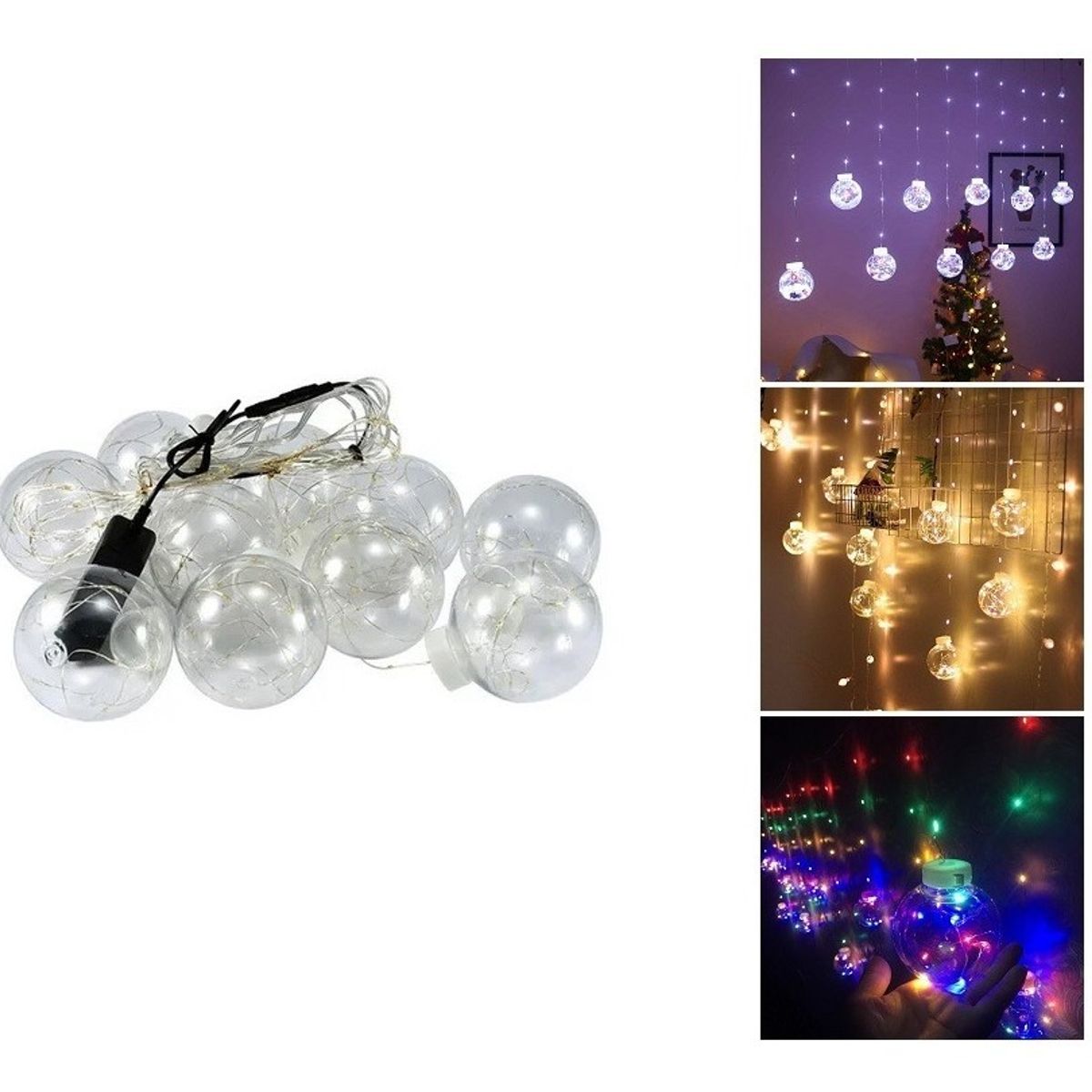 GENERICO - Guirnalda Luces 10 Bola Led Hada Navidad Cadena Cascada