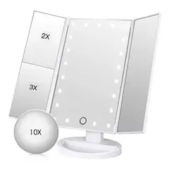 GENERICO - Espejo Maquillaje 22 Luces Led Aumento X1x2 X3 X10 Giratorio
