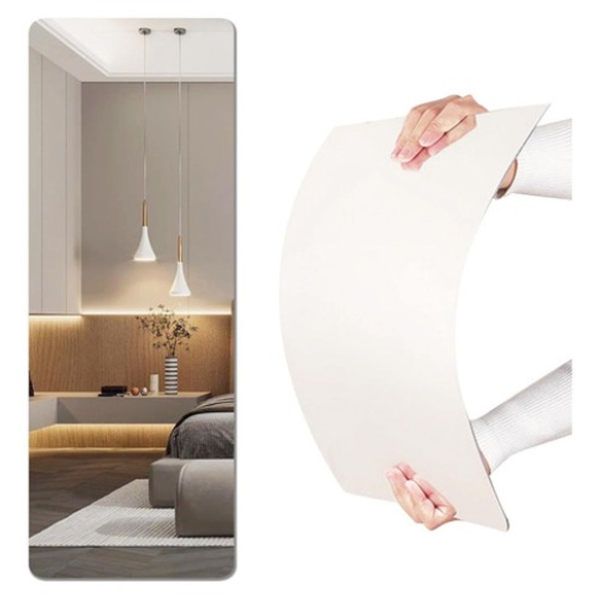 GENERICO - X3 Vinilo Espejo Adhesivo Cuadrado Decorativo 60x40cm Espejo - 262594