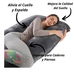 GENERICO - Cojin Almohada Maternal Con Funda Extra Suave Forma en U Gris