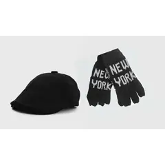 DULCE RESPLANDOR - SET BOINA DUCKBILL - GUANTE NEGRO