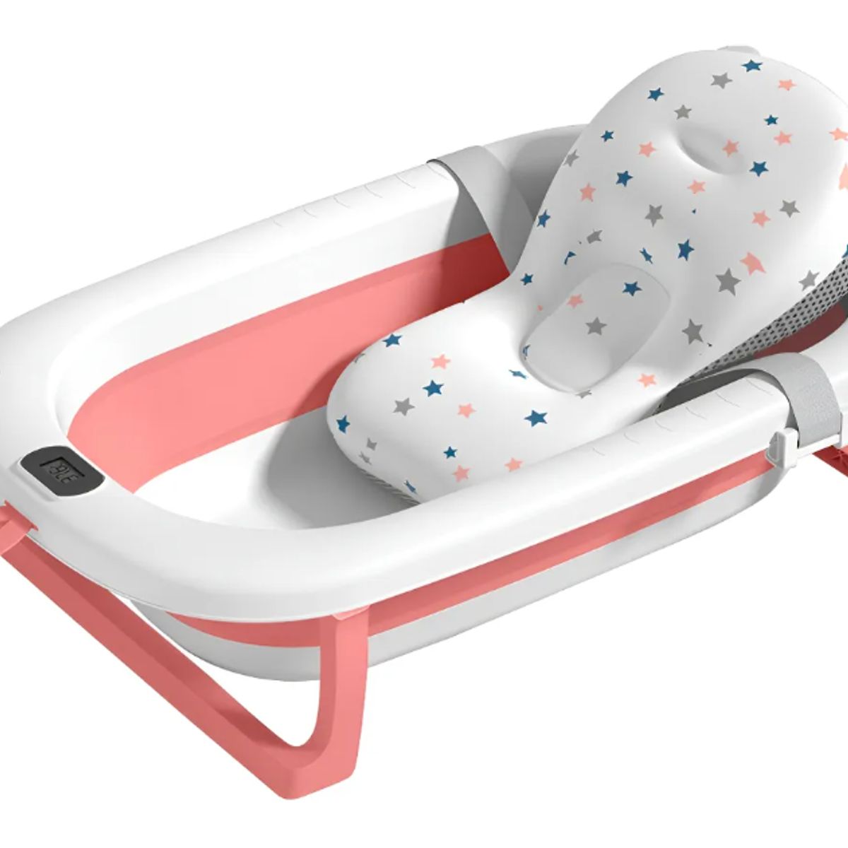 GENERICO - Tina Bebe Bañera Plegable Con Termometro + Cojin Suave Baño