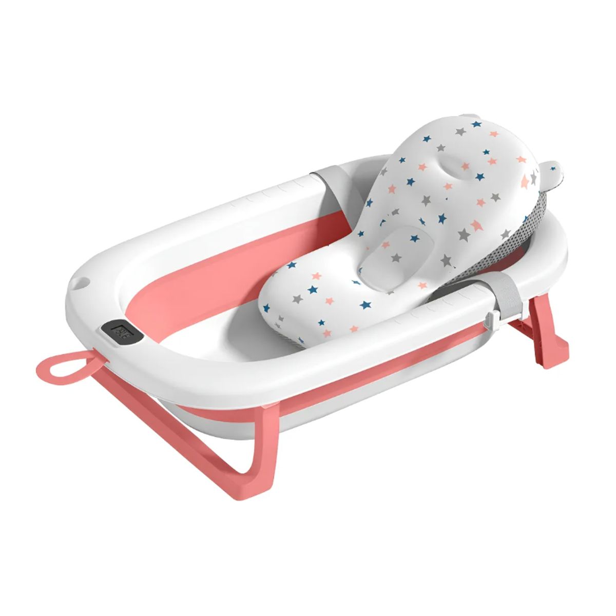 GENERICO - Tina Bebe Bañera Plegable Con Termometro + Cojin Suave Baño