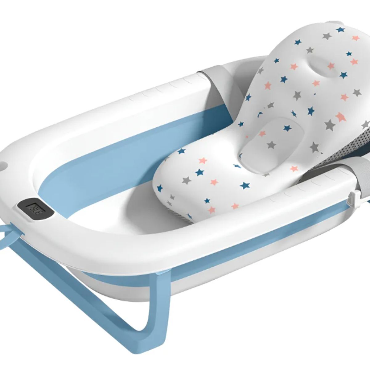 GENERICO - Tina Bebe Bañera Plegable Con Termometro + Cojin Suave Baño
