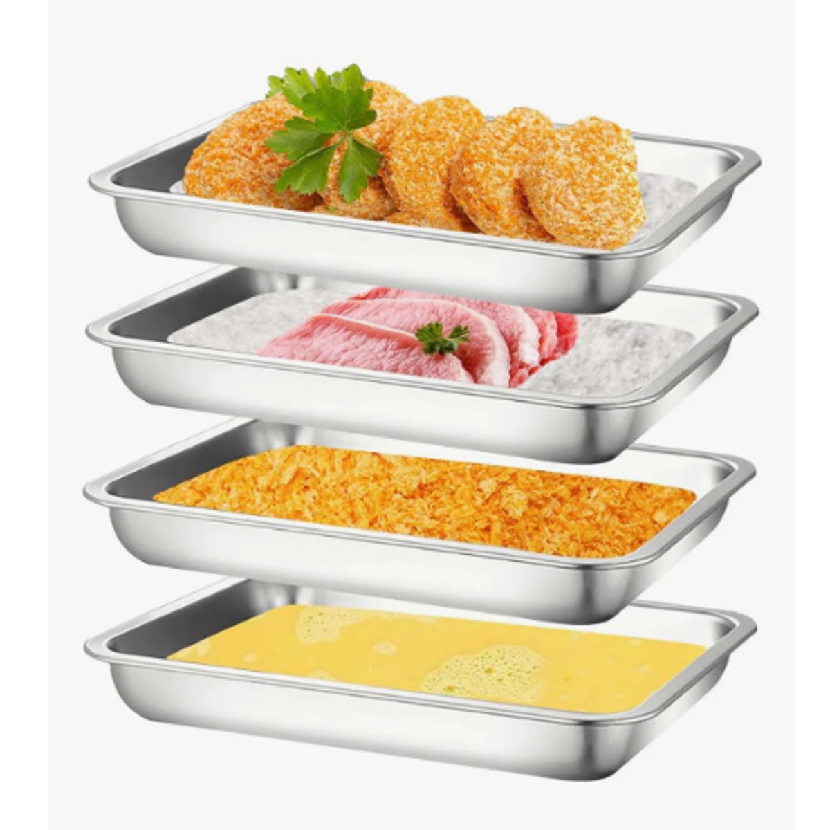 GENERICO - Pack 4 Bandeja Para Horno Multiuso Fuente Inoxidable 40×30cm Plateado