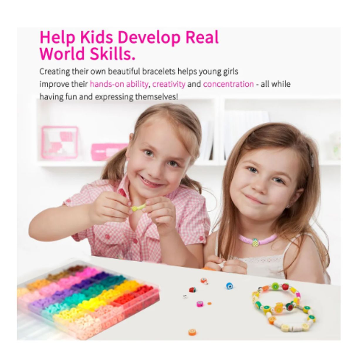 GENERICO - Kit Para Hacer Pulseras De Mostacillas 48 Colores 12000 Uds