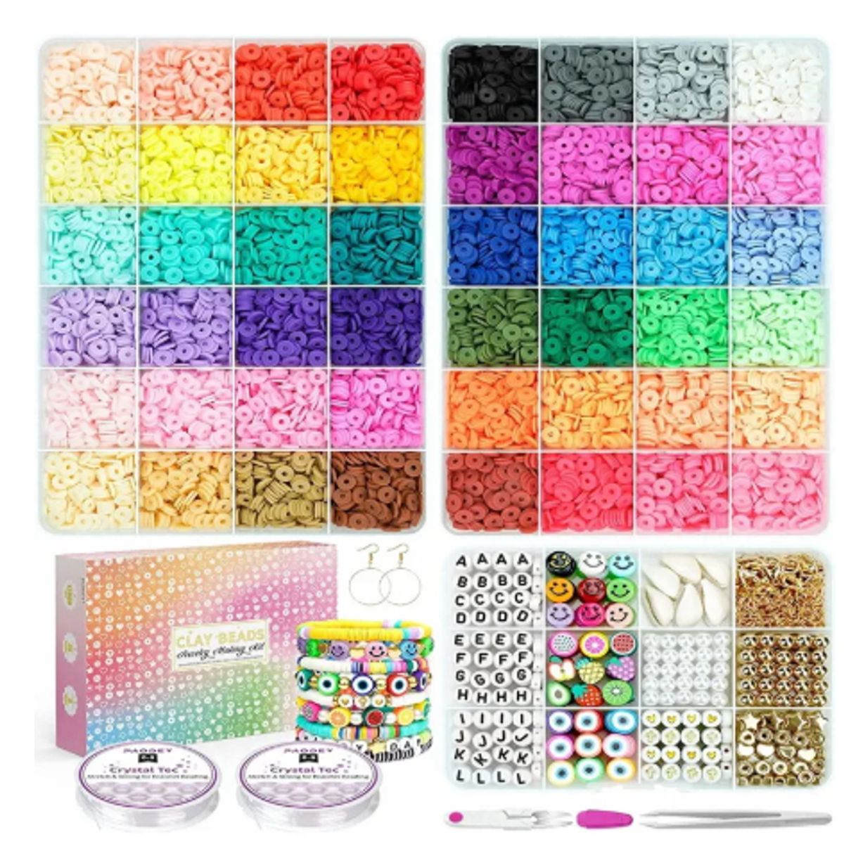 GENERICO - Kit Para Hacer Pulseras De Mostacillas 48 Colores 12000 Uds