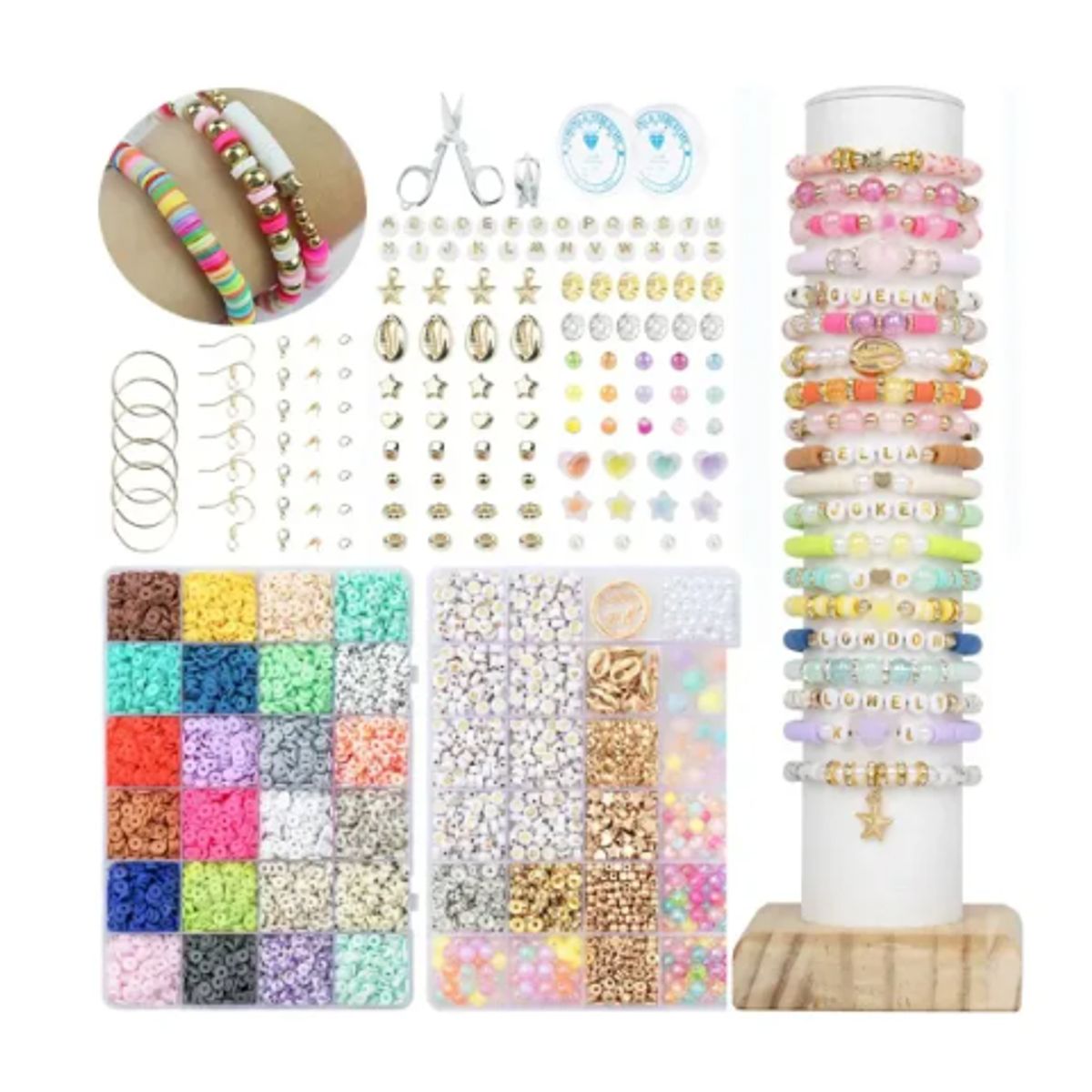 GENERICO - Juego De Cuentas 24 Colores Y Letras 4800 Kit Hacer Pulseras