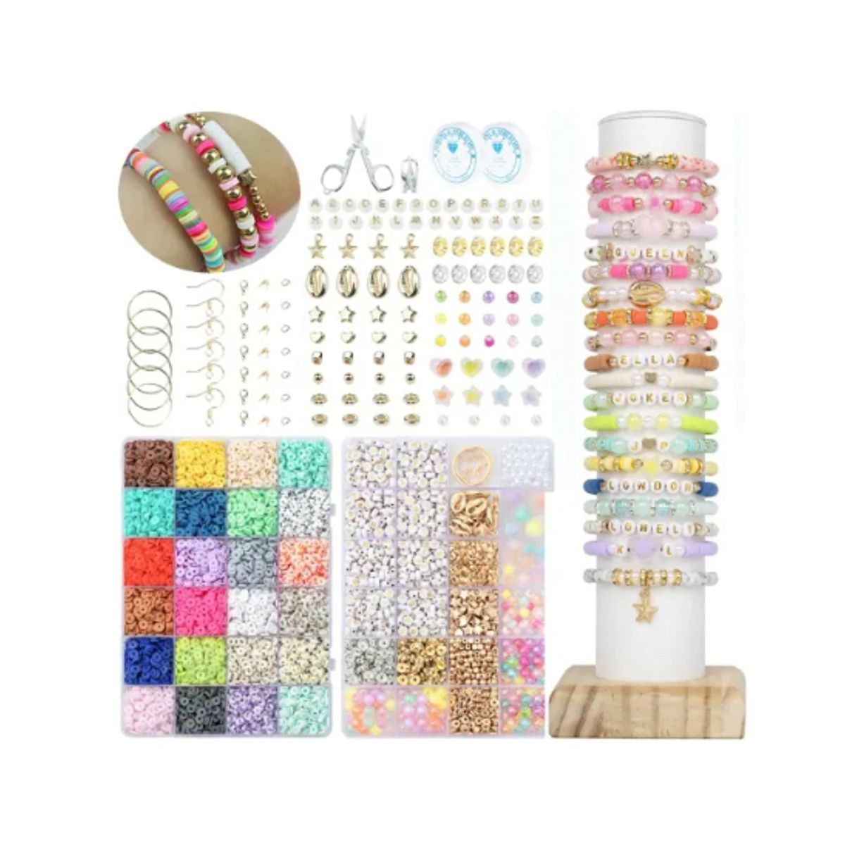 GENERICO - Juego De Cuentas 24 Colores Y Letras 4800 Kit Hacer Pulseras