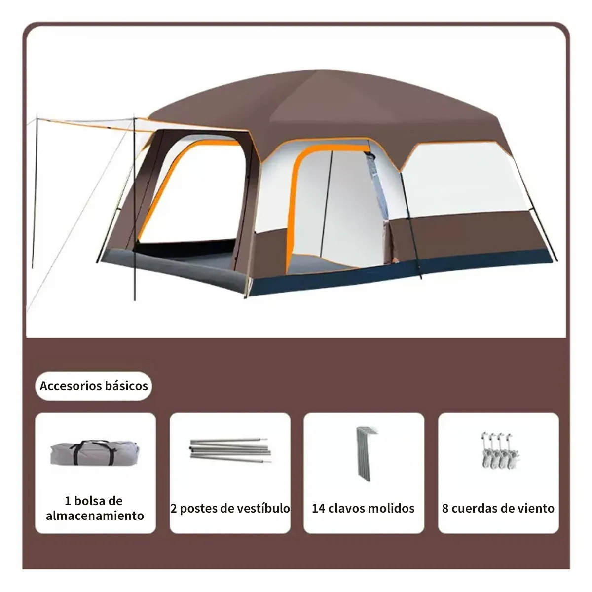 ATURE - Carpa Camping Impermeable Familiar 4-6personas Para Exterior Bordó