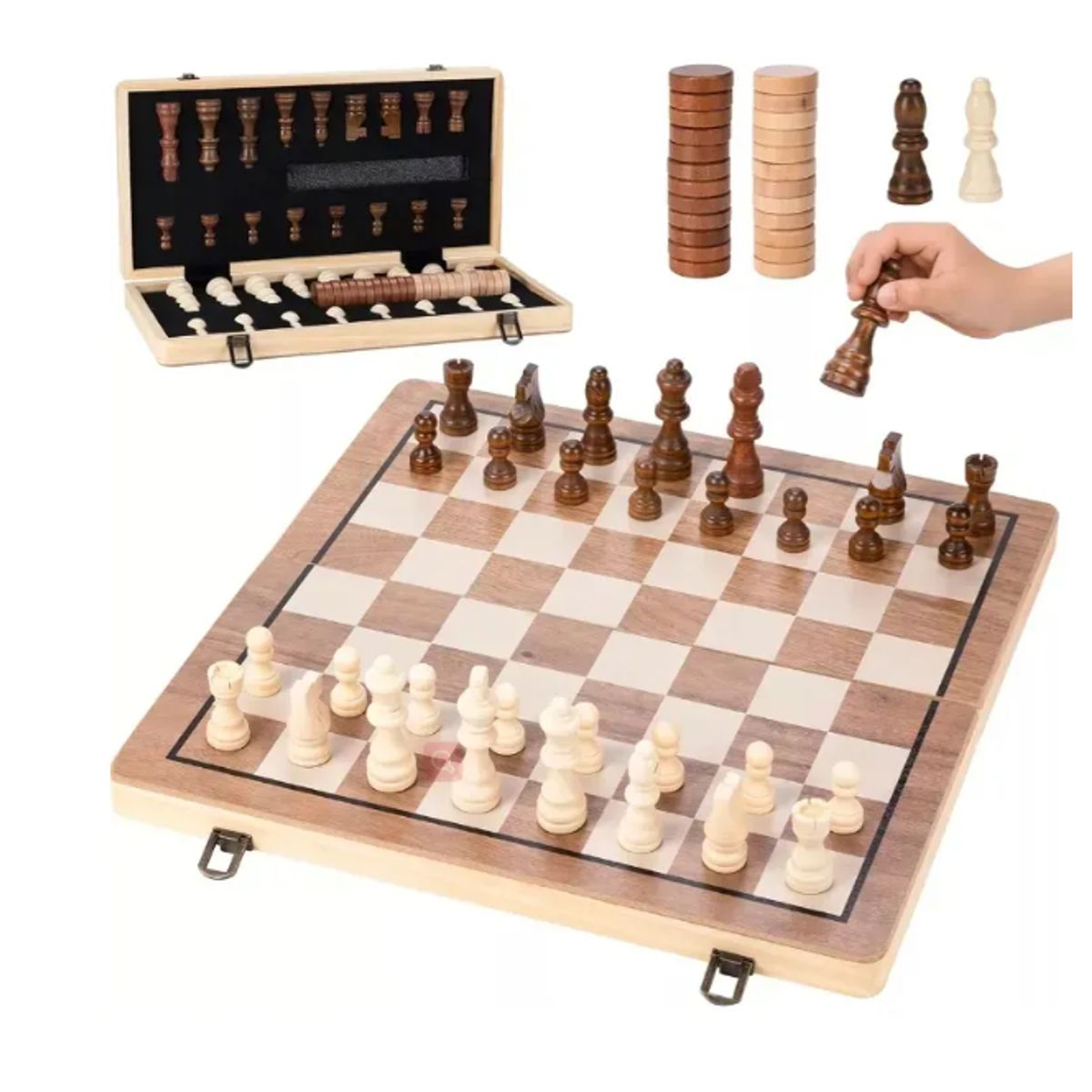 GENERICO - Tablero De Ajedrez Madera 39x39cm Magnético Premium