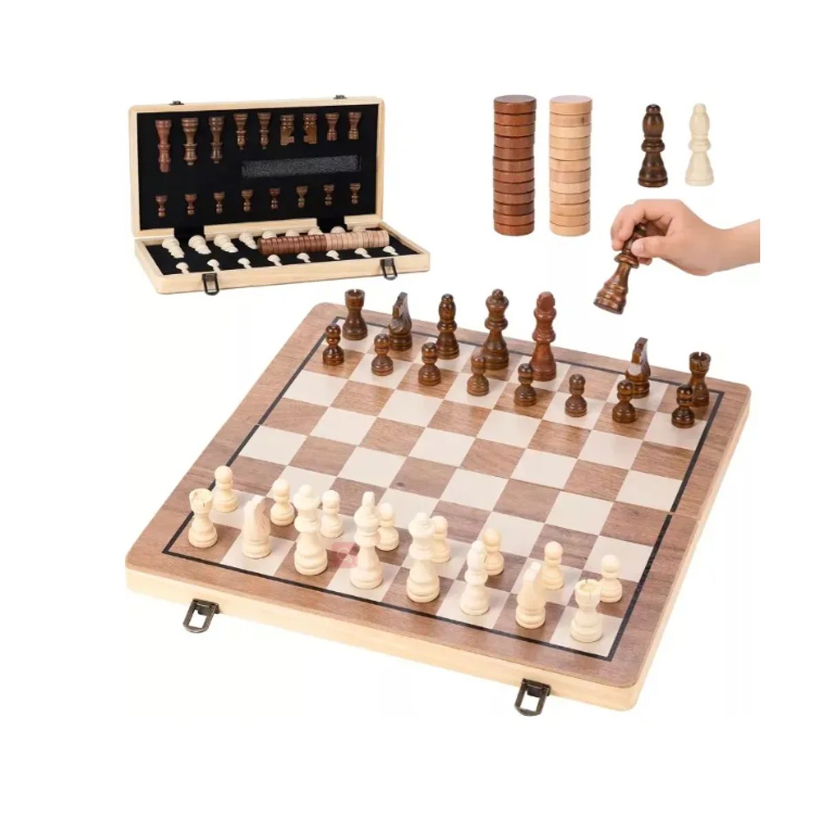 GENERICO - Tablero De Ajedrez Madera 39x39cm Magnético Premium