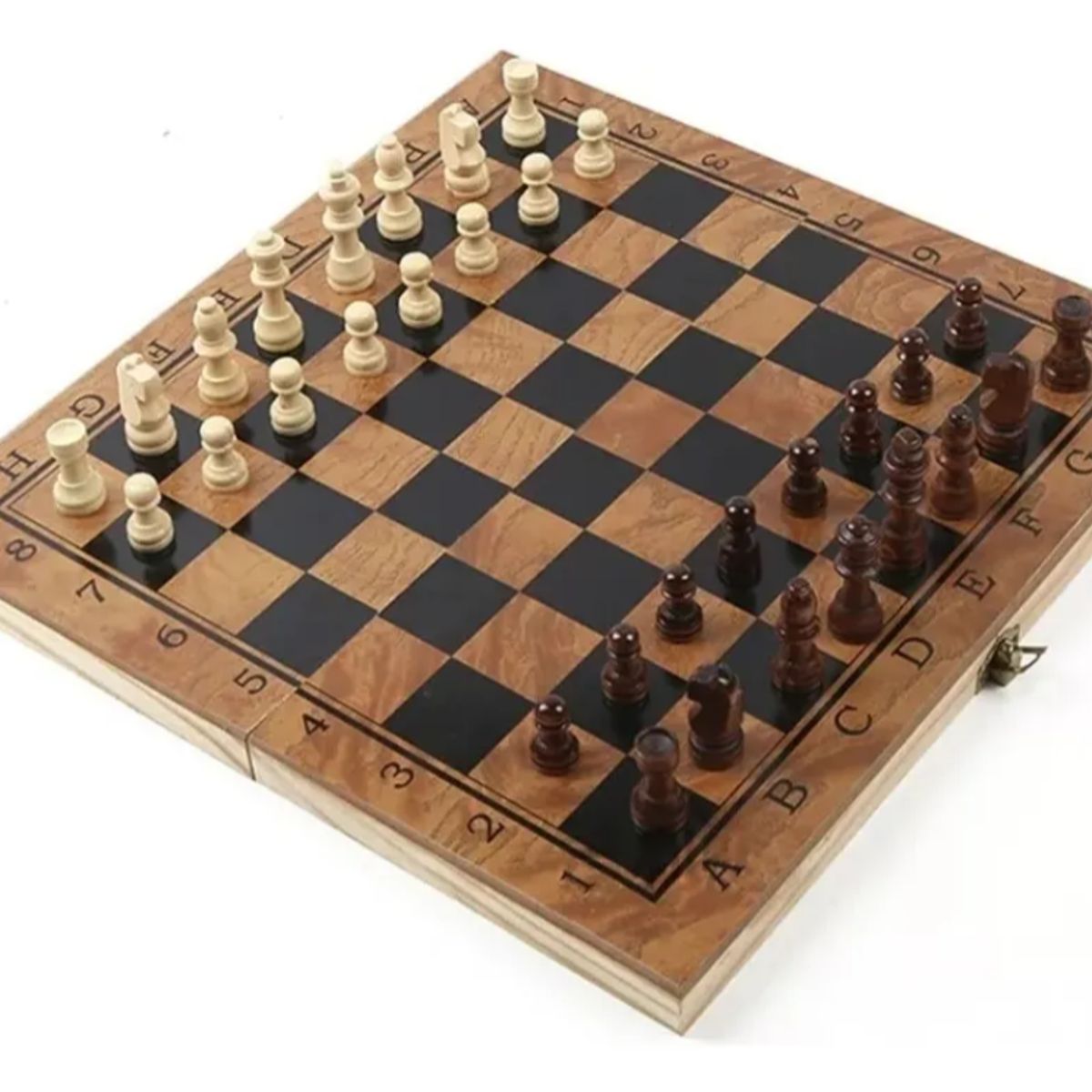 GENERICO - Ajedrez Madera Gigante Xl 48x48cms 3 En 1, Dama, Backgammon