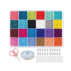 GENERICO - Kit de Mostacillas 24 Colores Pulseras Anillos Con Tijera