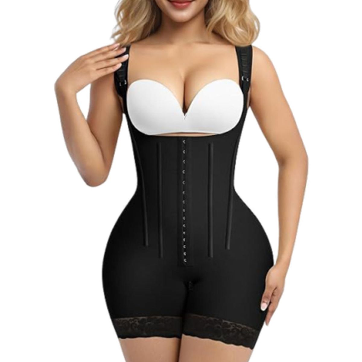 ATURE - Body Moldeador Con Varillas Y Broches - Transpirable Fajas Negro
