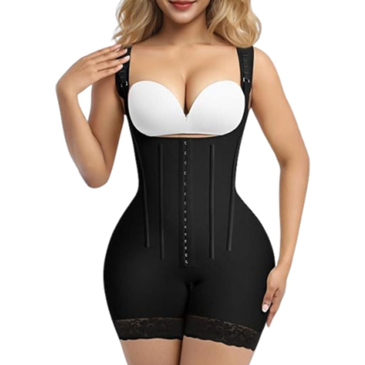 ATURE - Body Moldeador Con Varillas Y Broches - Transpirable Fajas Negro