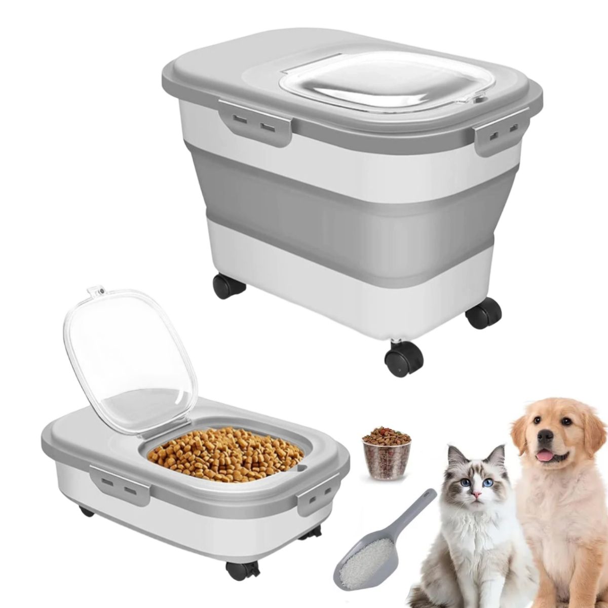 ATURE - Contenedor Hermétic Antihumedad Para Alimento De Mascota 20l Liso Gris
