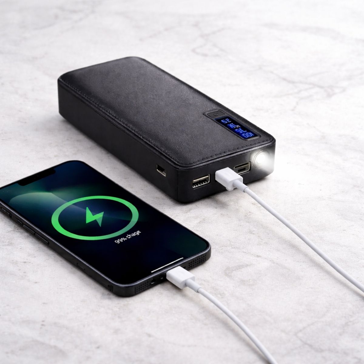 MOVI - Power Bank 20.000 MAH Con 3 Salidas USB y Linterna Led