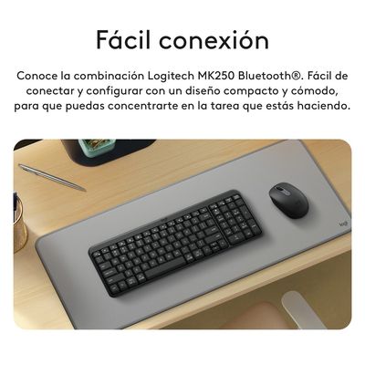 Imagen 2 del producto Kit Teclado & Mouse Inalámbrico MK250 Compact, Qwerty Bluetooth Grafito