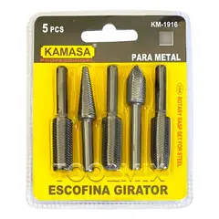 KAMASA - Set Juego 5 Brocas Escofina Para Metal 1/4 Max 20.000 Rpm