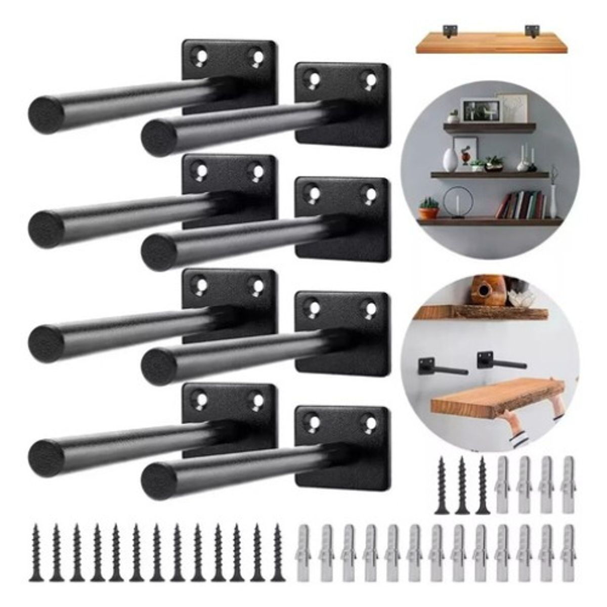 GENERICO - Pack 8 Soporte Escuadra Para Repisa Estante 15  1.2 Cm Negro - 262466