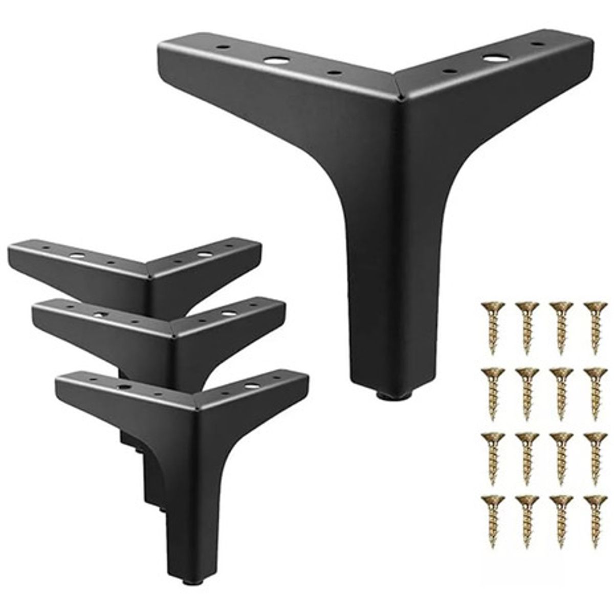 GENERICO - Pack De 4 Patas 15cm Negras Mate Para Muebles Y Sofás Negro