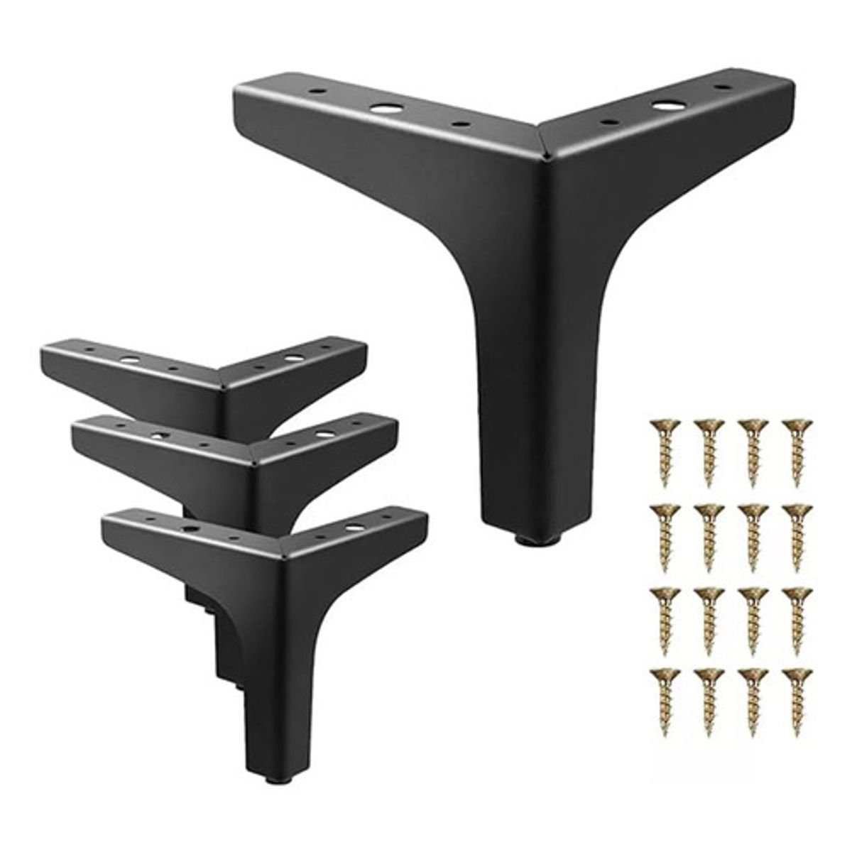 GENERICO - Pack De 4 Patas 15cm Negras Mate Para Muebles Y Sofás Negro