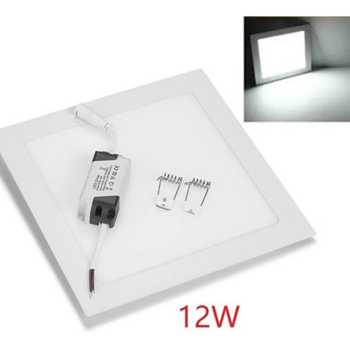 GENERICO - Foco Panel Plafón Led 12w Embutido Cuadrado Luz Frio Blanco-003112