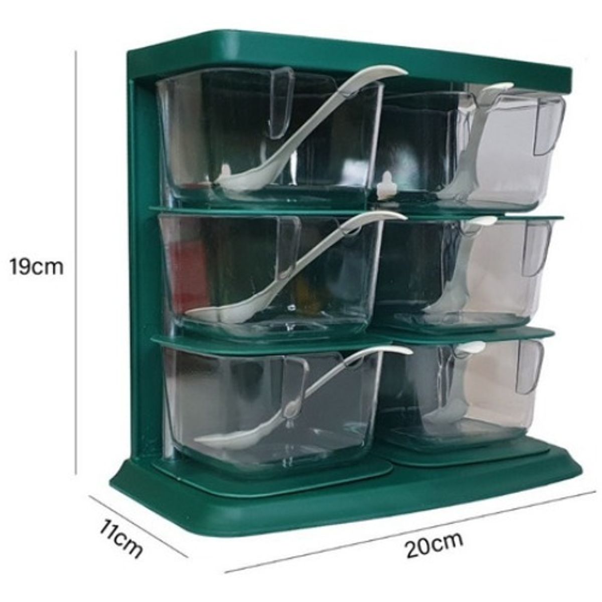 GENERICO - Set 6 Especiero Organizador Multifuncional Cocina Modular Verde - 262104
