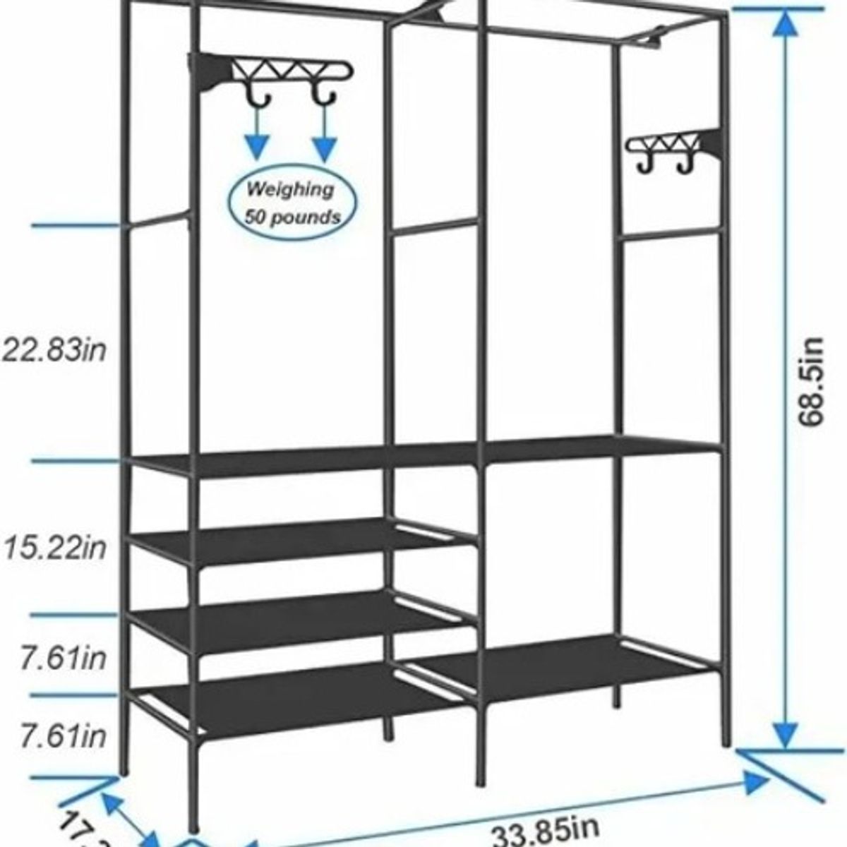GENERICO - Perchero De Piso Para Organizador Ropa Rack Colgador Closet Negro - 300034
