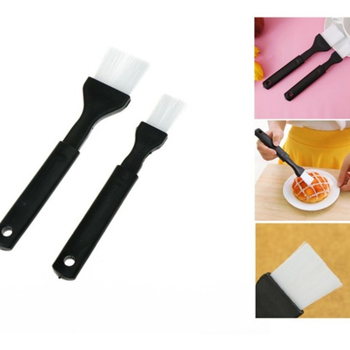 GENERICO - Kit X2 Brocha Reposteria Cocina Aceite Asados Bbq Grill Negro - 039034