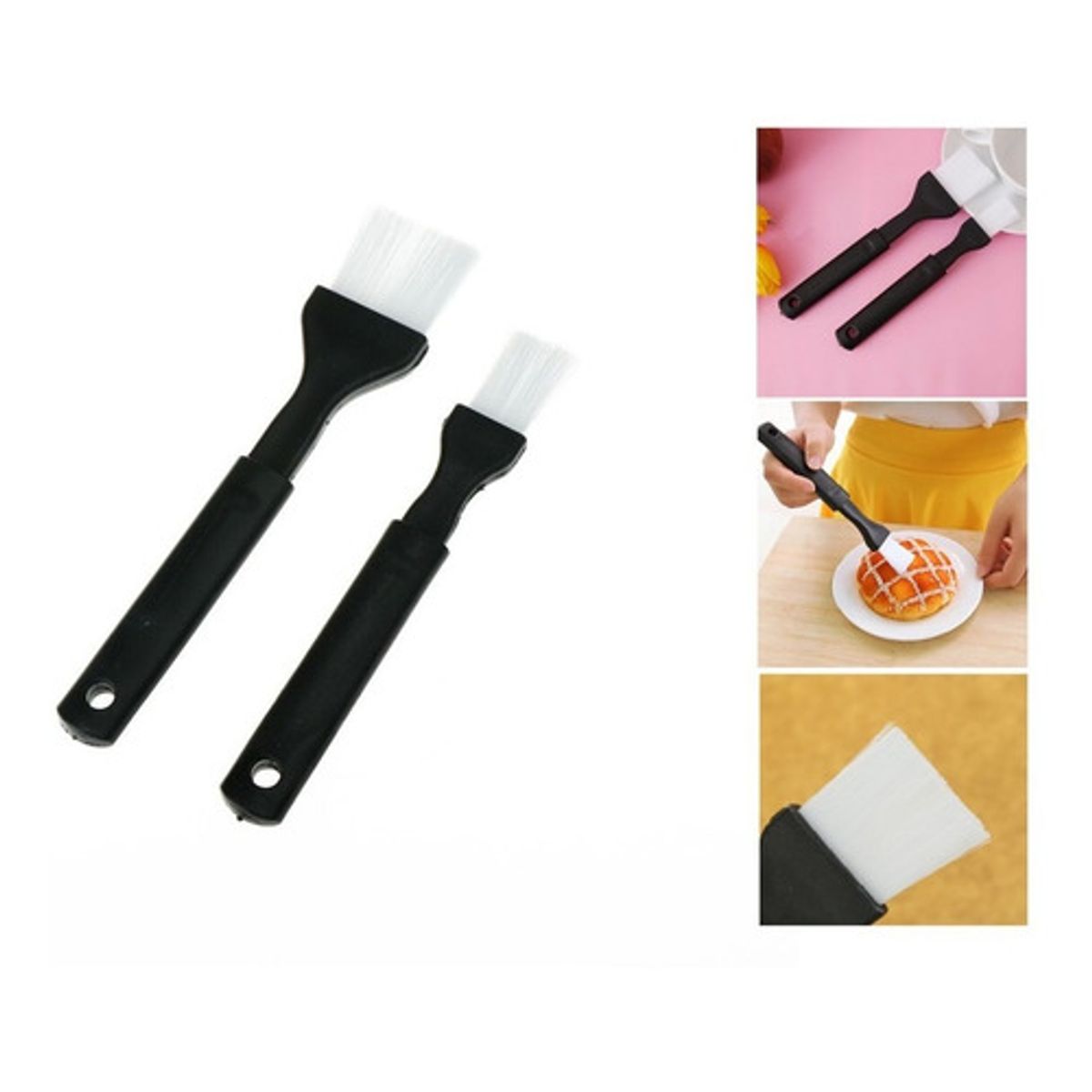 GENERICO - Kit X2 Brocha Reposteria Cocina Aceite Asados Bbq Grill Negro - 039034