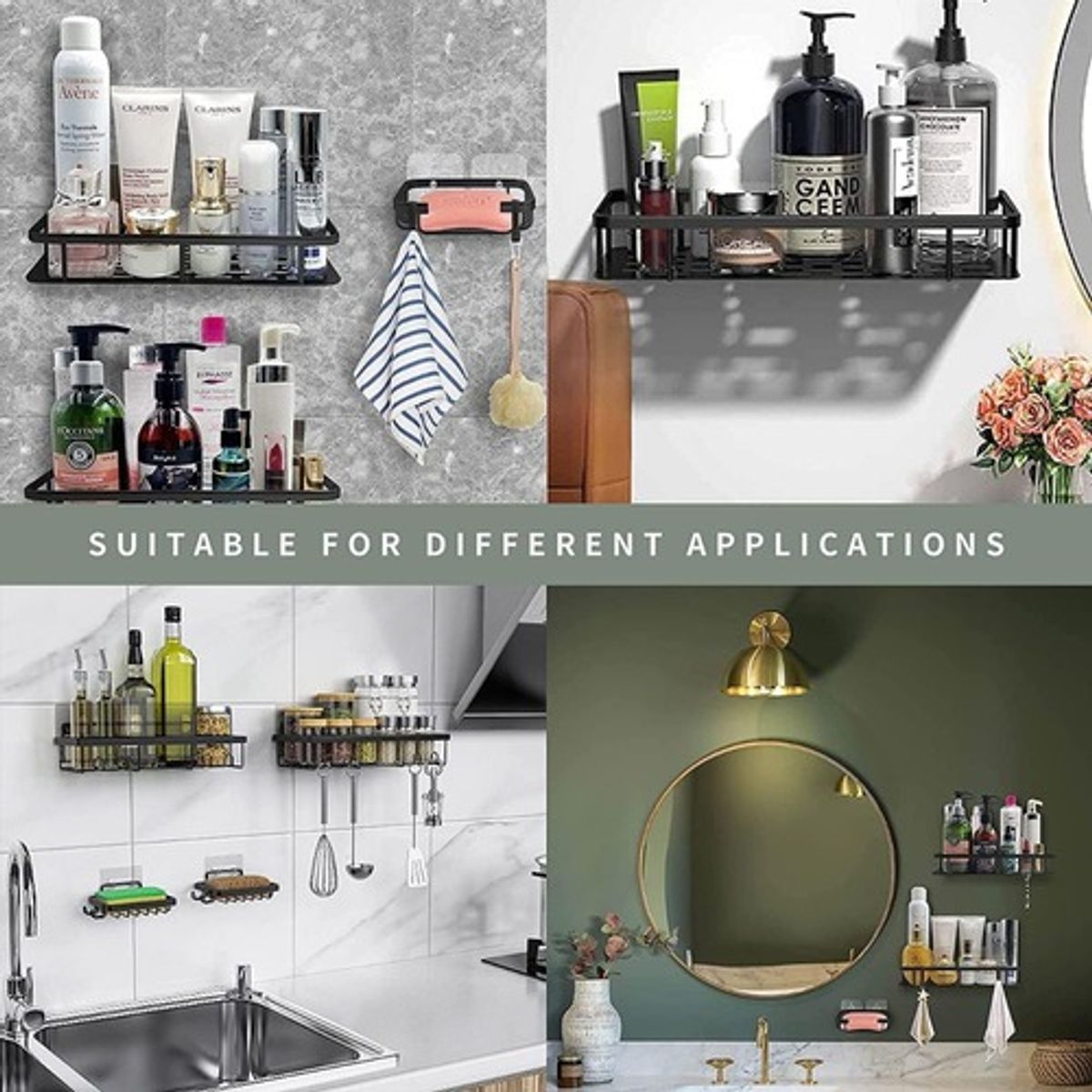 GENERICO - Organizador Ducha Negro Repisa Para Ducha Accesorios Baño Negro