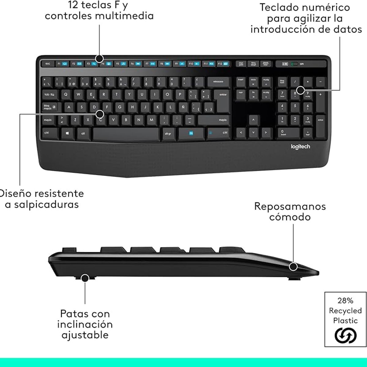 LOGITECH - Kit Teclado y Mouse Inalambrico Logitech MK345 Comfort RF USB 2.4GHz