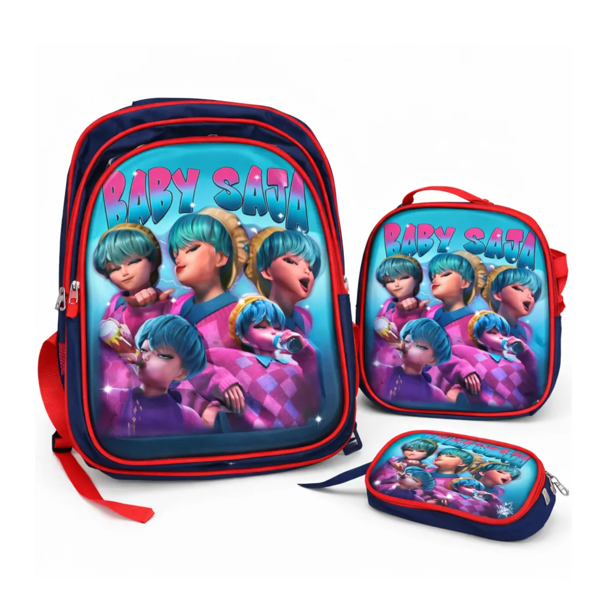 GENERICO - Mochila Tripack Escolar Saya Boys Huntrix Mochila + Lonchera + Estuche