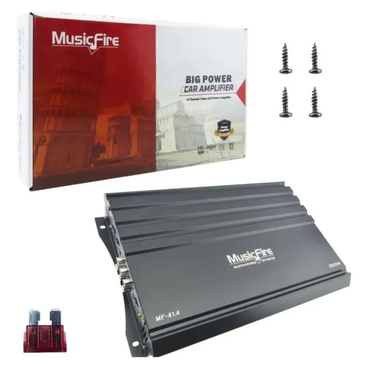 GENERICO - Amplificador Musicfire 3000Watts 4 canales para Auto.