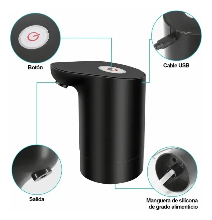 GENERICO Dispensador de Agua USB Bomba de Garrafon Recargable