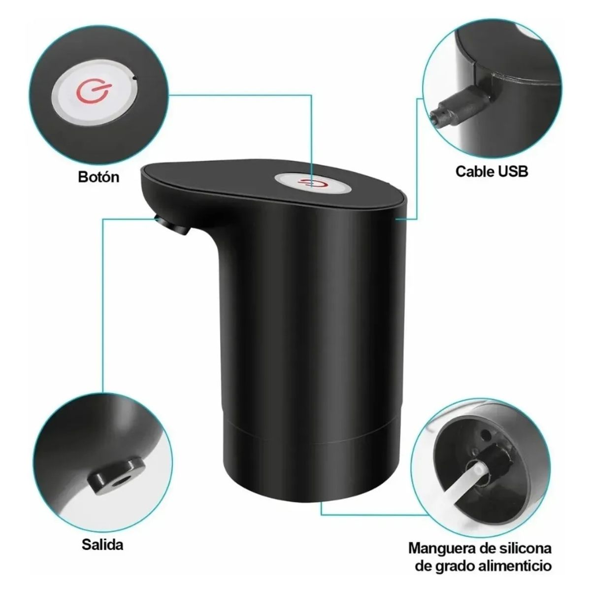 GENERICO - Dispensador de Agua USB Bomba de Garrafon Recargable