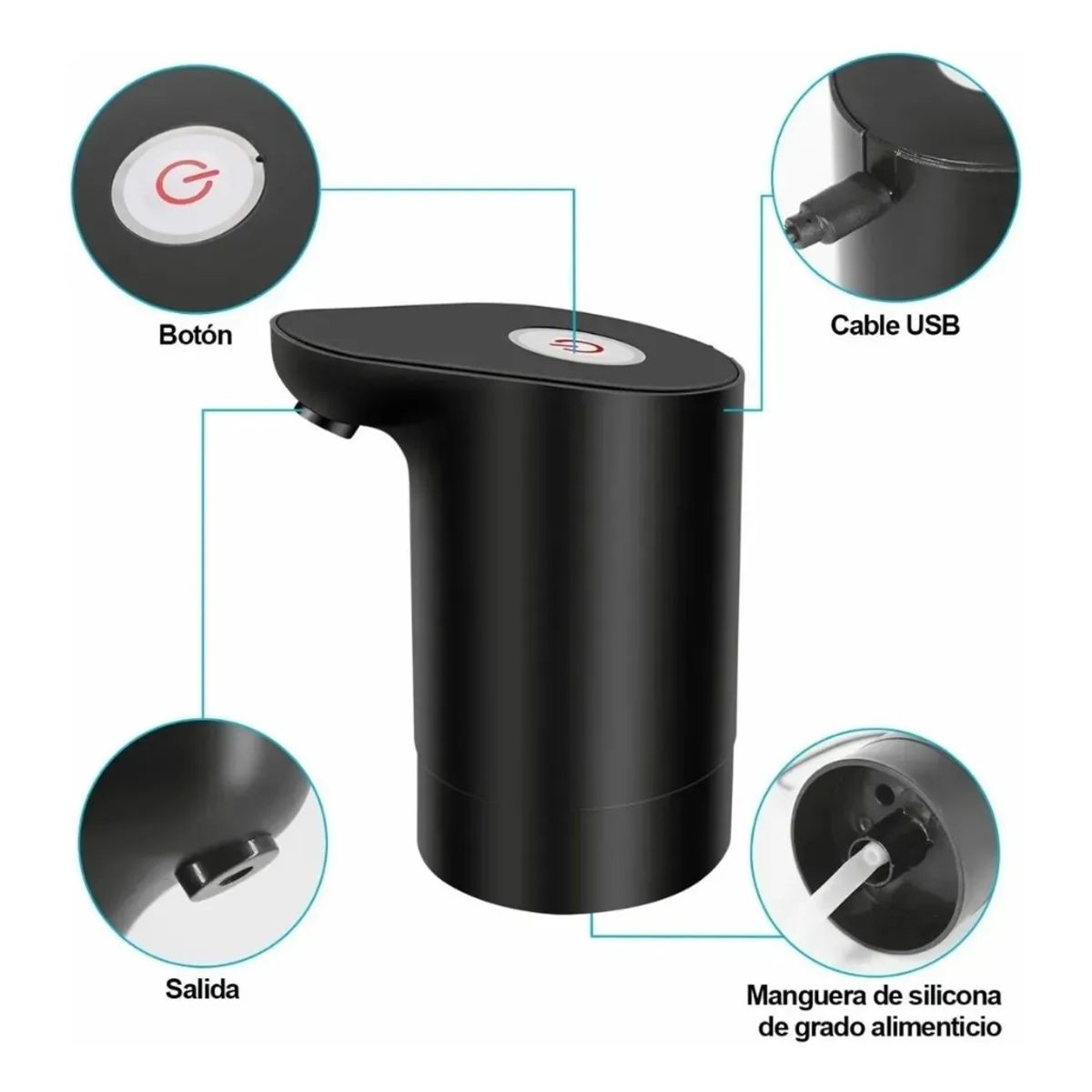 GENERICO - Dispensador de Agua USB Bomba de Garrafon Recargable