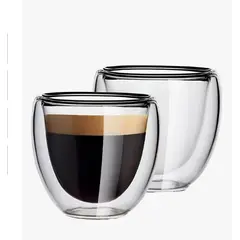 GENERICO - Set 6 Vasos Café Vidrio Doble Pared Térmico Transparente Vaso